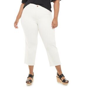 Women’s EVRI High-Waist Cream Straight Fringe Hem Ankle Jean Sz 24W NWT MSRP$56